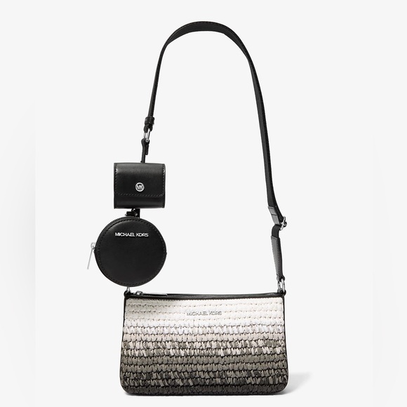 Michael Kors Jet Set Ombré Straw Crossbody Bag with Case for Apple Airpods Pro® - Picture 1 of 9
